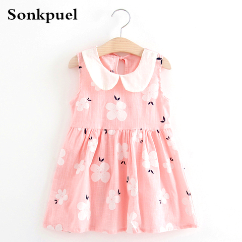 1-6 Years Baby Girls Sleeveless Princess Dresses Summer Kids Floral Printed Dress Girl Pure Cotton Dress Children Clothing ► Photo 1/6