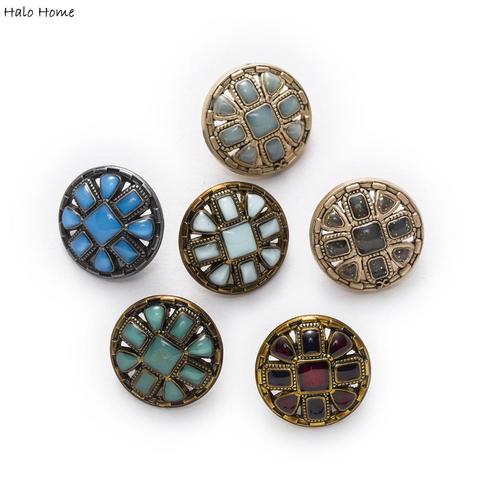 Halo Home 5pcs Retro Enamel Metal Buttons for Sewing Scrapbooking Jacket Blazer Sweaters Crafts Handwork Clothing Headwear 18mm ► Photo 1/3