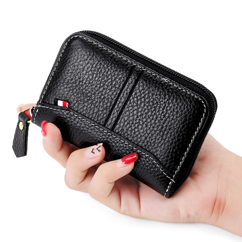 Men  Card Holder  Business Women Credit Cardholder Genuine Leather Case for Bank Cards   Casual  Zipper Wallet  RFID Coin Purse ► Photo 1/6