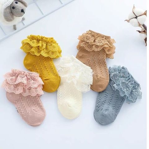 1 Pairs Baby Socks Children's Socks Baby Lace Socks Children's Girls Breathable Ruffled Socks 0-2 Years Old ► Photo 1/6