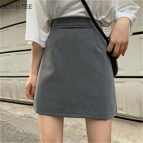 Skirts Women Solid All-match Mini Teenagers Fashion Lady Empire Popular Charm Preppy Temperament Ulzzang Simple Casual Gray New ► Photo 1/6