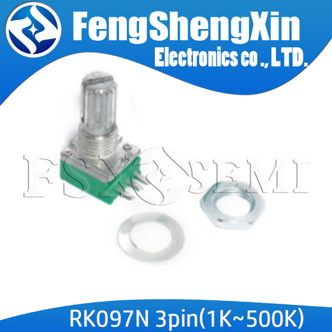 5pcs RK097 potentiometer RK097N 5K 10K 20K 50K 100K 500K B5K with switch audio 3pin shaft 15mm amplifier sealing potentiometer ► Photo 1/1