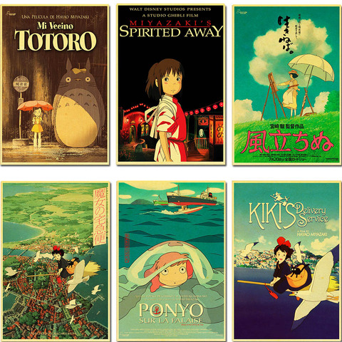 Miyazaki Hayao Ghibli Studio Anime Film Affiches Kraft Papier