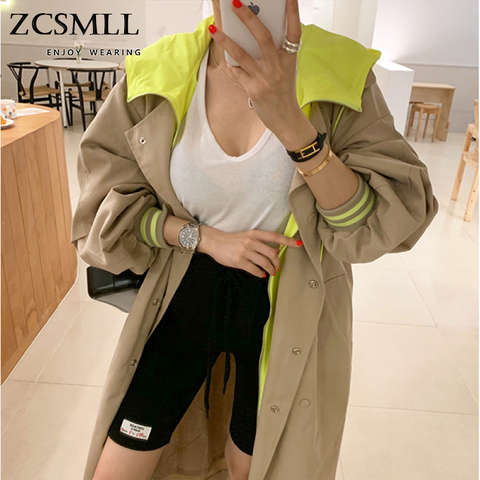 ZCSMLL New Hooded Trench Coat Korean Plus Size Khaki Long Coat for Women Trenchcoat Overcoat Fall Winter Clothes 2022 TM1791 ► Photo 1/6