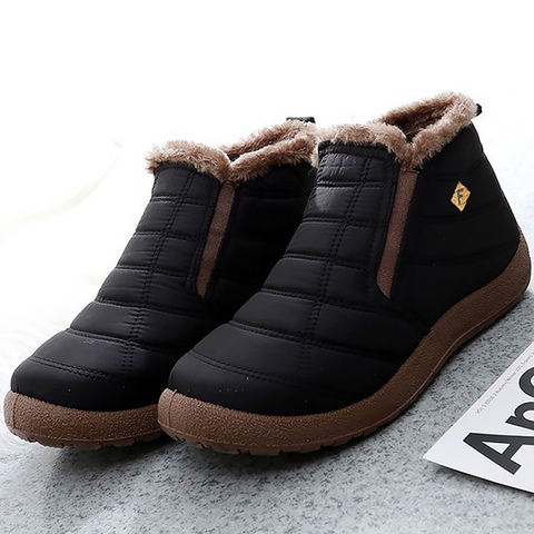 Men's boots Platform Slip on Warm Winter shoes men Antiskid waterproof Light Weight Velvet Soft snow boots for male 2022 New ► Photo 1/6
