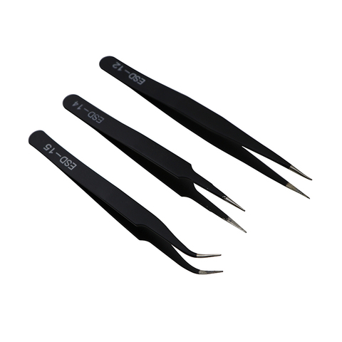 VETUS ESD-12 ESD-14 ESD-15 Metal Non-magnetic Stainless Steel Anti-static Tweezers ESD Plier for Jewelry ICs SMD SMT ► Photo 1/1