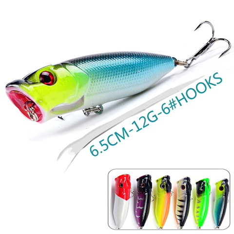 1pcs Floating Popper Laser Artificial Bait Hard Fishing Lure 3d Eyes Crankbait Wobbler For Pike/Trolling Swimbait Fish Bass Sea ► Photo 1/6