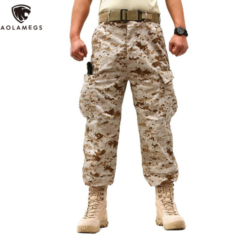 Aolamegs Men Military Pants Solid Tactical Military Army Combat Cargo Camouflage Pants Trousers Casual Loose Pants for Male ► Photo 1/6