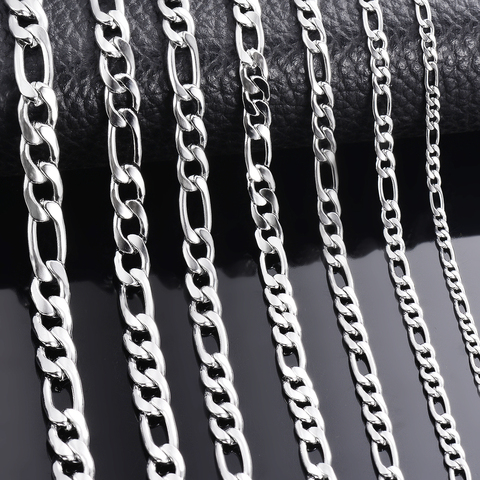 Thickness 3mm/4.5mm/6mm Black Color Figaro Chain Stainless Steel