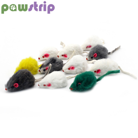 pawstrip 5Pcs/lot False Mouse Cat Toy With Sound Rattling Soft Real Rabbit Fur Toy For Cats 2inch Colorful Plush Rat Playing toy ► Photo 1/6