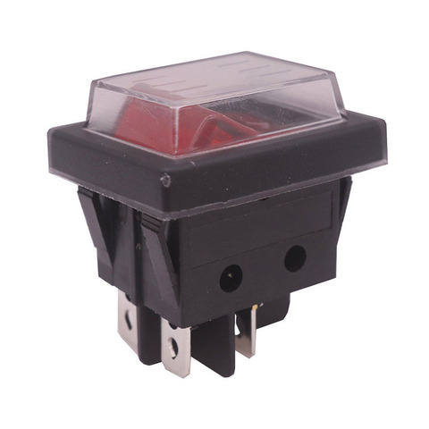 2 Pcs Red Button Rocker Switch 4 Plugs 37 * 30 * 30mm 16A 250V AC/20A 125V AC Electrical Equipment Switches Wholesale ► Photo 1/6
