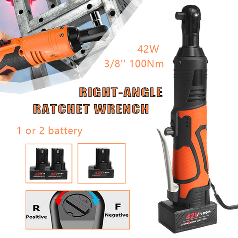 42V Electric Wrench Angle Drill Screwdriver 3/8'' Cordless Ratchet Wrench Scaffolding 100NM With 1/2 Lithium-Ion Battery ► Photo 1/6