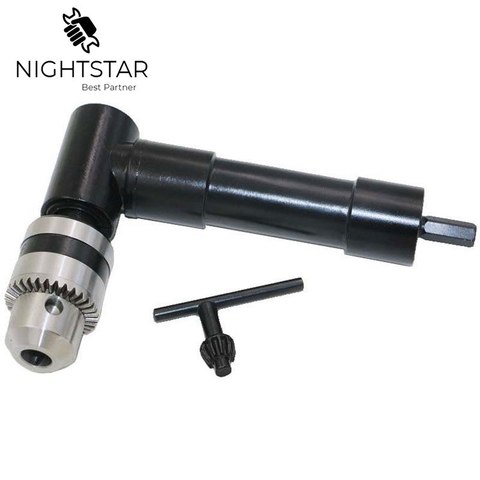 Electric 90 Degree Angle 8mm Hex Shank Chuck Self Drill Adapter 1-10mm+Key Cordless Drill Attachment Angle Adaptor MAX/  25N*m ► Photo 1/4
