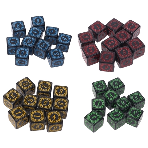 10Pcs D6 Polyhedral Dice Square Edged Numbers 6 Sided Dices Beads Table Board Game for Bar Club Party ► Photo 1/6