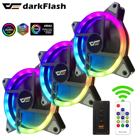 Darkflash DR12 PRO pc Computer Case Fan RGB aura sync Adjust LED 120mm radiator Double halo argb Cooler Cooling silent 12cm Fans ► Photo 1/6