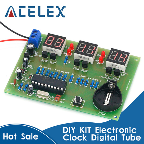 DIY Kits AT89C2051 Electronic Clock Digital Tube LED Display Suite Electronic Module Parts and Components DC 9V - 12V ► Photo 1/6