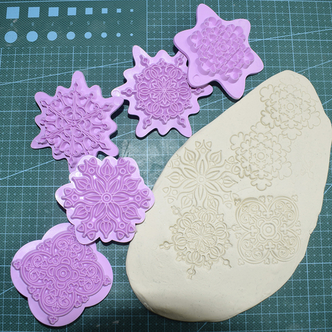 Mould Mandala Lace Pattern Embossing Die Plastic Stamp Polymer Clay Sculpture Texture Stamp Clay Tool Mandala Dotting Tools ► Photo 1/6