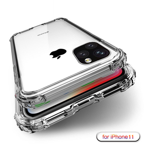 Heavy Duty Protection Case For iPhone 12 Pro 11 Pro XS Max X Four Corner Strengthen Silicon Clear Cover For iPhone XR 6 7 8 Plus ► Photo 1/6