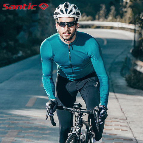 Santic Cycling Jersey Men Quick Dry Long Sleeve Bicycle coat Sun-protective Comfortable MTB Road Bike Top Jersey Asian Size ► Photo 1/6