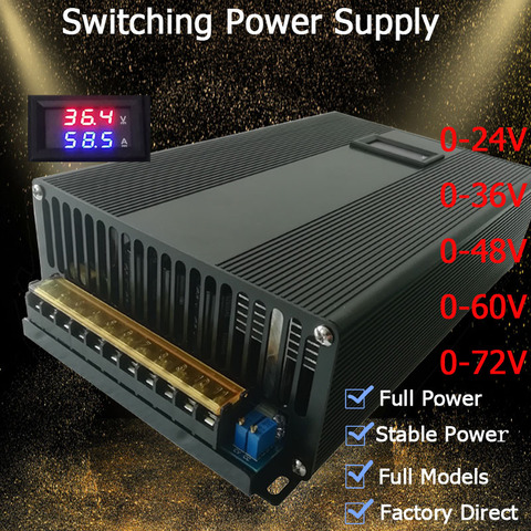 Switching Power Supply digital 2000W AC DC 0-24V 36V 48V 55v 60V 72V regulated Led Light Stepper transformer power SMPS ► Photo 1/5