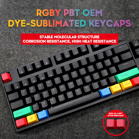 PBT Mechanical Keyboard Keycaps OEM Profile RGBY 12 Keys For Cherry GK61 Anne Pro 2 SK61 PC Gamer ► Photo 1/5