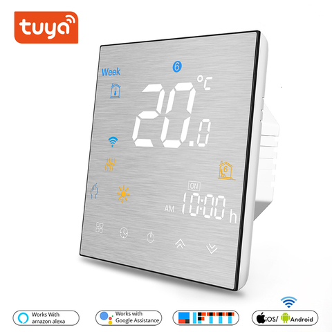 WiFi Smart Thermostat Colorful Digital Display Mesh Brushed For Gas Boiler /Water/ Electric Floor Heating Thermostat Google Home ► Photo 1/6