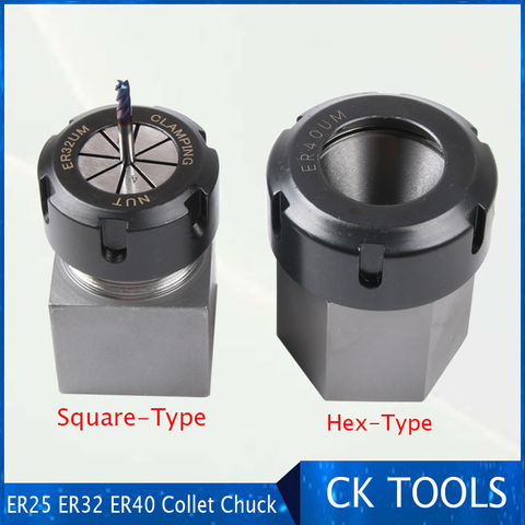 square ER32 ER25 ER40 chuck block hard steel hex ER  spring chuck seat, suitable for CNC lathe engraving and cutting machine ► Photo 1/6