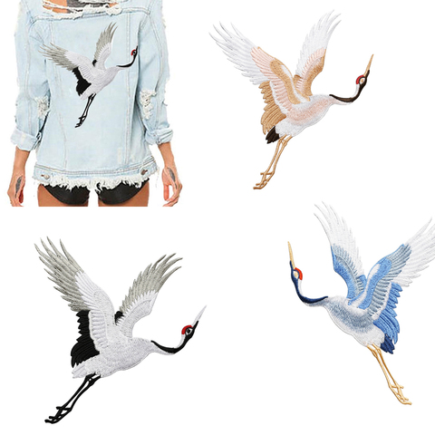 Chinese Style Patches for Clothing Embroidery Applique Sew on Red-crowned Crane Birds Decor DIY Embroidered Stickers for Clothes ► Photo 1/6