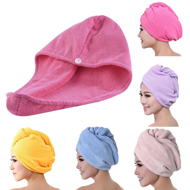 Women Lady Hair Towel Absorbent Fast Drying Wrap Hat Soft Shower Bath Cap Hat 