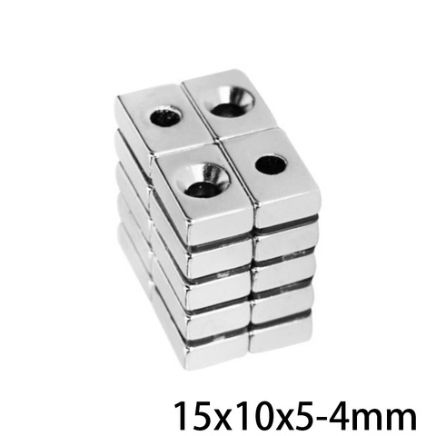 2~100PCS 15x10x5-4 Strong Neodymium Magnet hole 4mm Block Permanent Magnetic 15x10x5mm-4mm Powerful Magnets  15*10*5-4  15*10*5 ► Photo 1/6