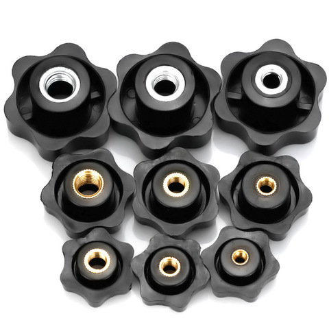 2-5pcs Plum Hand Tighten Nuts M5 M6 M8 M10 Handle Thread Star Mechanical Black Thumb Nuts Round Clamping Knob Hardware Fasteners ► Photo 1/6