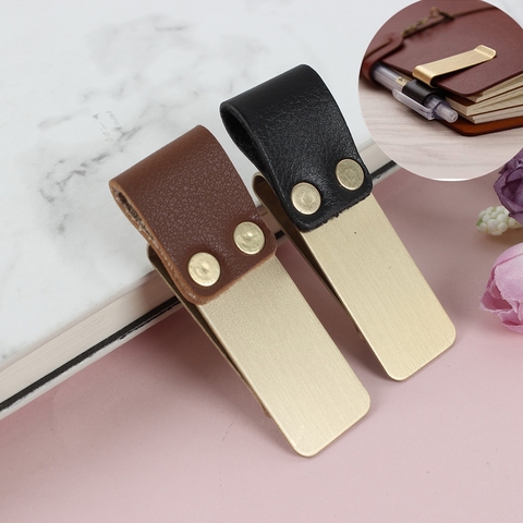Pen Loop For Notebook Retro Leather Journal Notebook Pencil Holder Bookmark With Metal Clip ► Photo 1/6