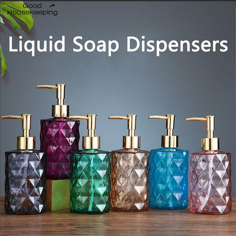 High Quality Large 330ML Manual Soap Dispenser Clear Glass Hand Sanitizer Bottle Containers Press Empty Bottles Bathroom#GH ► Photo 1/6