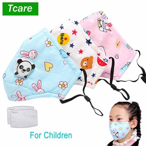 Tcare PM2.5 Children Mouth Mask Respiratory Valve Cartoon Panda Mask Warm Face Mask Fits 3-15 Years Old Kids ► Photo 1/6