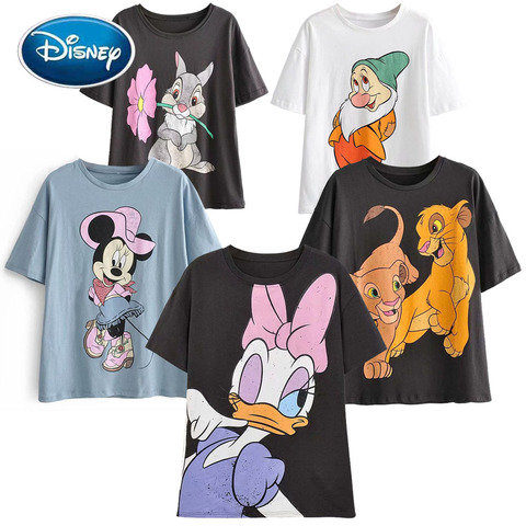 Disney T-Shirt Mickey Mouse Daisy Duck Cartoon Print Women Cotton T-Shirt Short Sleeve Streetwear O-Neck Pullover Loose Tee Tops ► Photo 1/6