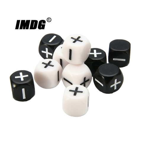 5pcs/Pack Plus Minus Signs Dice 16mm Black White Resin Mathematics Calculation + - Dice #16 Round Corner Teaching Dice ► Photo 1/5