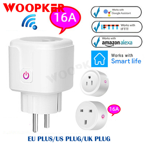 16A Smart Plug WiFi Socket EU UK US Plug Timing Intelligent Socket Remote Control Works With Alexa Google Home Amazon Alexa ► Photo 1/6