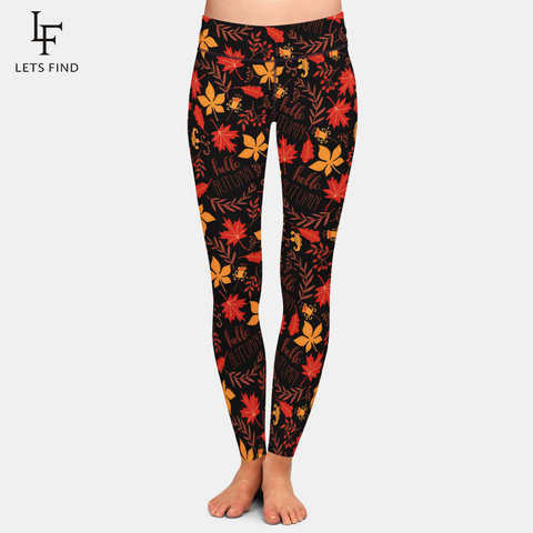 LETSFIND Fashion Women Fitness High Waist Leggings New Workout Casual Pants Trousers 3D Maple Leaf Digital Printing Plus Size ► Photo 1/6