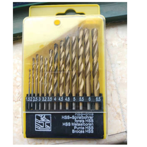 Hige quality 13pcs Round Shank HSS Coated Titanium Drill Bit Set 1.5-6.5mm Quick Change Drill Bit high quality tools parts ► Photo 1/5