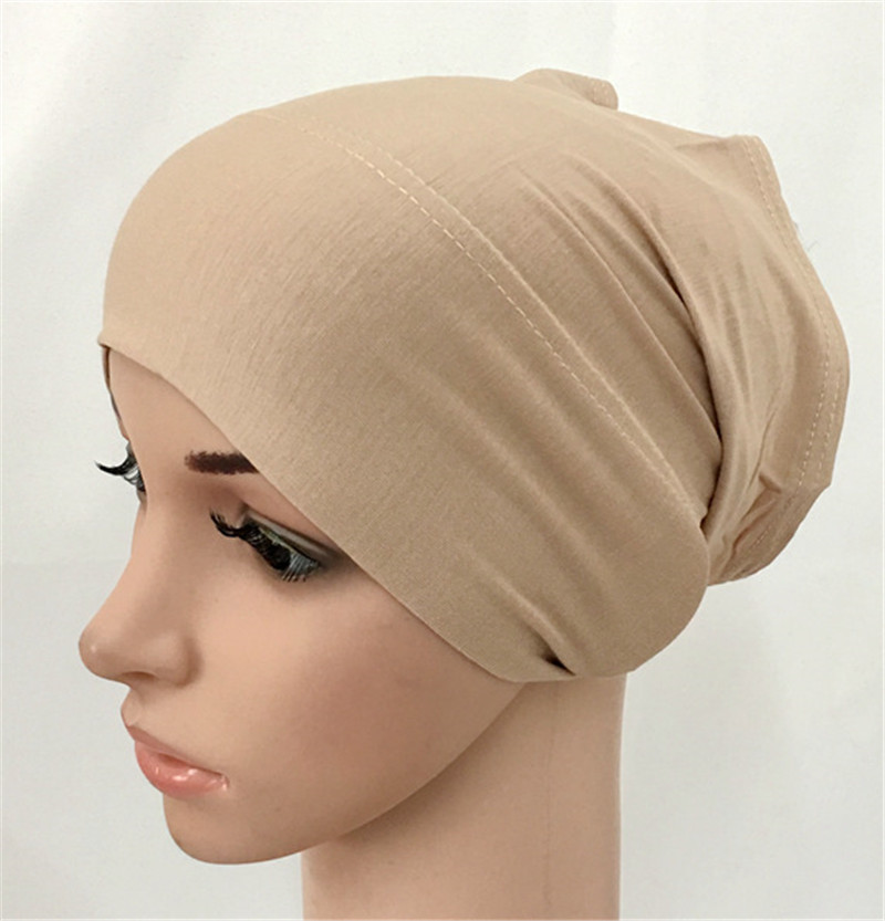 Muslim Inner Hijab Caps Solid Stretchble Islamic Underscarf Hat  Cap Headband 