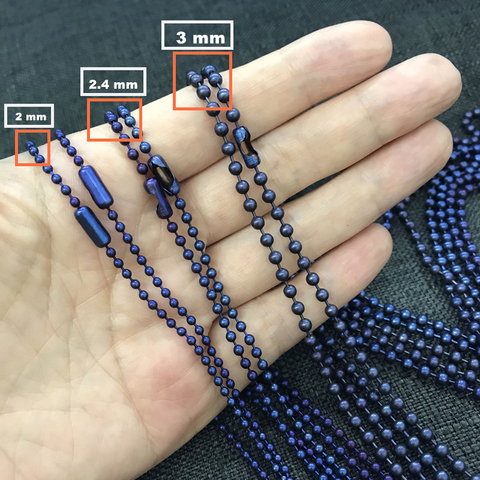 2 mm /2.4 mm /3 mm titanium alloy bead chain men's necklace  military brand dog  custom length ► Photo 1/6