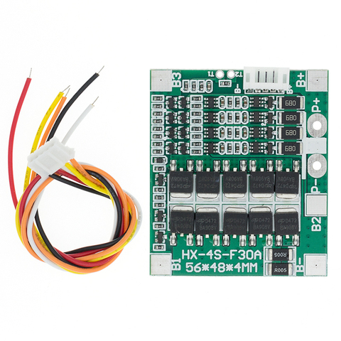 Original 4S 30A 14.8V Li-ion Lithium 18650 Battery BMS Packs PCB Protection Board Balance Integrated Circuits with cable ► Photo 1/6