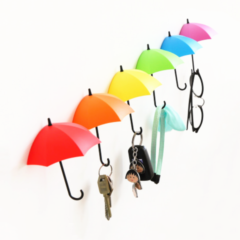 3Pcs/Set Colorful Umbrella Shape Wall Hooks Umbrella Shape Wall Decor Racks Wall Organizer Containers for Kitchen Bathroom ► Photo 1/6