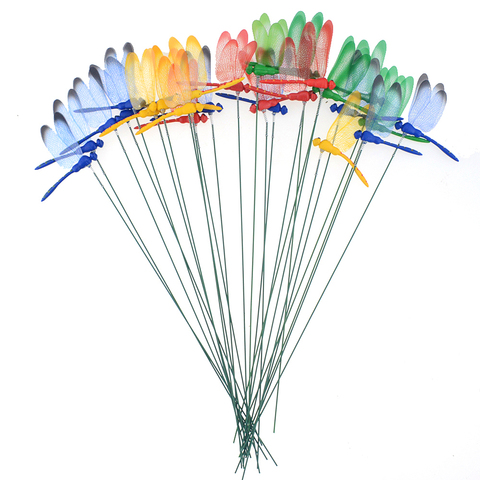 10Pcs/lot Artificial Dragonfly Butterflies Garden Decoration Outdoor 3D Simulation Dragonfly Stakes Yard Plant Lawn Decor Stick ► Photo 1/6