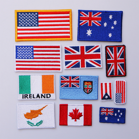 High end Canada United States British flag icon Embroidered Applique Patches For kawaii clothes DIY Iron on Badges on a backpack ► Photo 1/6