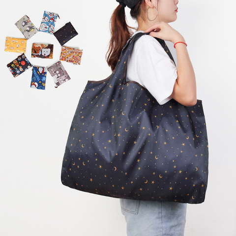 Folding Shopping Bag Eco-friendly Reusable Portable Shoulder Handbag for Travel Grocery Fashion Pocket Tote Bags ► Photo 1/6