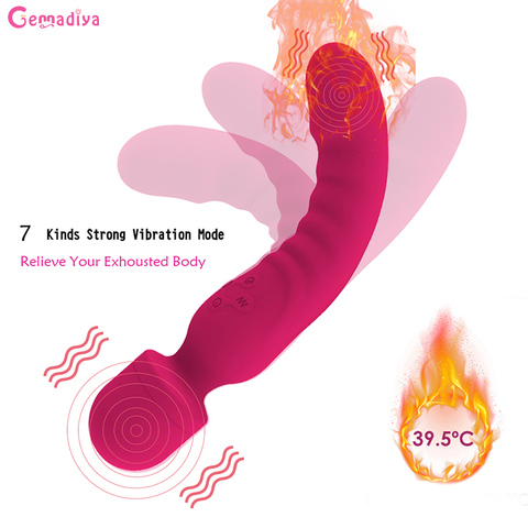 7 Speed Vibration Magic Wand Vibrators Heating Dildo Vibrator Rechargable Body Massage Stick Dual Vibration Adult Toys for Women ► Photo 1/6