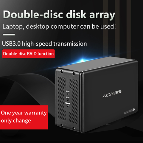 Dual Hard Disk Array Cabinet 3.5'' SATA Serial Port Hard Disk Array with RAID Function Desktop USB3.0 Disk Array Box ► Photo 1/5