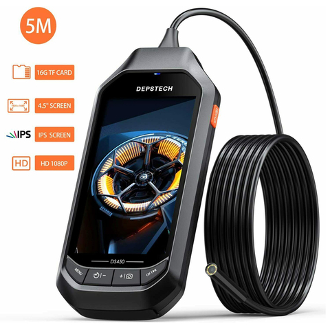 DEPSTECH DS450 4.5in IPS Screen Digital Endoscope 2.0MP 5.0MP Industrial Borescope Inspection Semi-Rigid Snake Camera 6 LEDs ► Photo 1/6