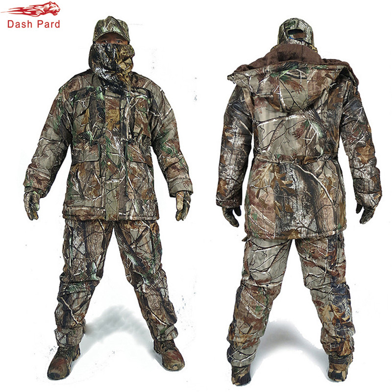 Keep-Warm Fleece Tactical Hiking Jacket Wind Waterproof Fishing Hoodie  Bionic Camouflage Hunting Jacket Coat Sniper Clothes